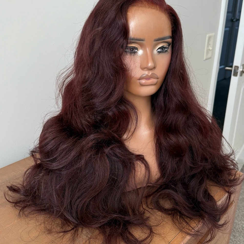 Deep Burgundy - 100% Raw Human Hair Wig - HD Lace